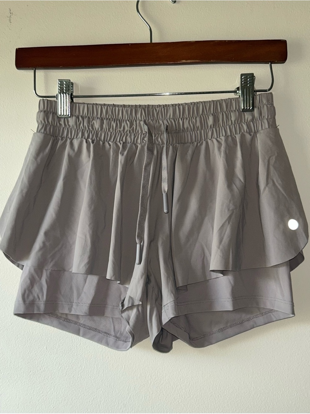 Light Gray Women's Athletic Layered Shorts with shorts underneath size XS